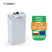 ASGOFT MB31 16S 48V 280Ah 15-16KWh DIY Lifepo4 Battery Box Solar Energy Storage Case Kit with LCD Display and Metal Construction