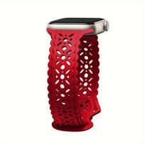 Snowflake Pattern Silicone Strap for Apple Watch 10- Soft Bilateral Lace Sports Breathable Band for iWatch10/9/8/7/6/5/4/3/2/1/Se/Ultra/Ultra2 49mm 38/40/41mm raudona