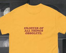 VHS vinyl records shirt ENJOYER of all things OBSOLETE nostalgia nostalgic blockbuster video 80s style funny 2XL