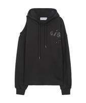 Deviper One Shoulder Cutout Hoodie_Black Os/Free