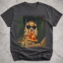 Cocker Spaniel Eating Pizza Shirt, Funny Dog Pizza Meme Tee, Silly Cocker Spaniel Graphic T-Shirt, Novelty Pizza Lover Gift for Dog Mom Dad M