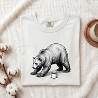 Bear Caffeine Shirt Coffee Nature Gift Women Cartoon Tee Caffeine T-Shirt Coffee Fan Wildlife Graphic Caffeinated Illustration Old School XL