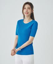 Sup Round Neck Short Sleeve Rippet Knit (Oz5Skt3) Blue(43)/066