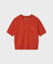 Pallet Cable Short Sleeve Knit Red Red/S