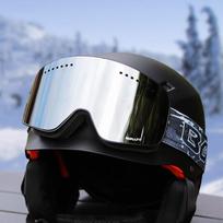 Adult Ski Goggles Double-Layer Anti-Fog Cylindrical Lens Snowboard Eyewear With Prescription Insert Compatibility Black Frame Silver Lens Without Head Strap