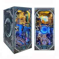 DIY Book Nook Planetary Era Wooden Miniature Model Kit With Light Bookend 3D Puzzle Bookshelf Home Decor Friends Birthday Gifts
