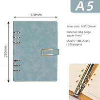 A5 Size PU Leather Cover 6 Binder Notebook with Buckle Soft Spiral Offsets Paper Loose-Leaf Business Notepad for School Use (Blue,A5) mėlyna