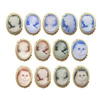 Elegant Agate Cameo Brooch Ladies' Beautiful Latest Stone Jewelry Vintage Beauty Lady Brooches Pin mix&Gold Plated