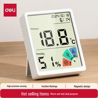 Deli Indoor Electronic Thermometer Hygrometer with Clock