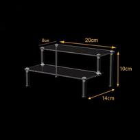 Full Black Acrylic Display Stand for Blind Box Toys, 2-5 Layer Assembly Storage Shelf for Cupcakes, Perfume, Desk Organizer Rack black-2-20x8cm