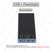 8*18650 Battery DIY Power Bank Case Charge Storage Box Dual USB Type C Battery Holder Box PD QC3.0 Quick Charge For SmartPhones Normal black