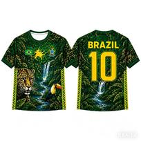 Kids Brazil Football T-Shirt Soccer Jersey Tropical Scenic Print Breathable Quick Dry Training Tee Fan Sport Top Men Women S