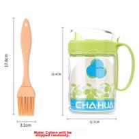 CHAHUA Glass Oil Dispenser Storage Container, Edible Sesame Oil, Sauce And Vinegar Bottle, Large Capacity 550ml, Oil Dispenser + Brush Set