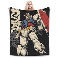 Soft Blankets Child Airplane Travel Gundam Throw Blanket Flannel Bedspread For Couch Bed Comfortable Sofa Bed Cover Size: 75*100cm, Weight: 230 GSM