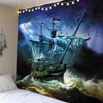Tapestry Large Blanket with a Pirate Ship 100X70CM