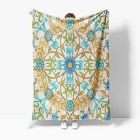 Luxurious Floral Print Fleece Blanket Soft Warm Throw Blanket Decorative Bed Cover Sofa Throw Cushion Cover Gift Size: 75*100cm, Weight: 230 GSM