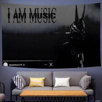 Hip Hop P-Playboi C-Carti I Am Music Game Printed Large Wall Tapestry Indian Buddha Wall Decoration Witchcraft Bohemian Wall 100X70CM black
