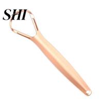 One-handed Tongue Cleaner Stainless Steel Scraper to Reduce Bad Breath Portable Fast Cleaning Method for Fresher Tool Adults Oral Care Rust-resistant rožinio aukso spalvos