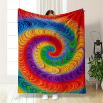 Swirling Rainbow Vortex with Vibrant, Curved, and Layered Color Lines. for All Seasons Blanket Lunch Break Throw Gift 75X95CM