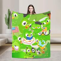 Super minkštas pledas Kempingui Duolingos Pelėda Duo Mesti pledas Flanelinis lovatiesė Svetainei Purus Sofos-lovos uždangalas 75X95CM