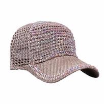 Mesh Rhinestone Baseball Cap Lightweight Rhinestone Visor Hats Unisex Woman Shiny Cap  Streetwear chaki
