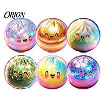 Round Wood Drink Coasters 6Pcs Cute Bun Wooden Coasters, Iridescent Holographic Decorative Heat Resistant Non-Slip Cup Coaster Set Mats, Mugs A