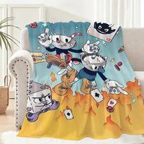 Classic Cute Game C-Cuphead Throw Lightweight 240g Flannel Blanket Soft Skin-friendly for Summer Cooling 100cmx150cm