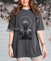 Buddha Praying Graphic Tee, Vintage Wash Unisex Apparel S
