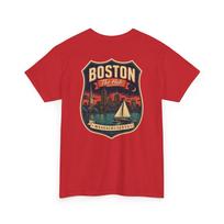 Boston - Mid Century Luggage Tag T-Shirt | Retro Skyline City Badge Tee 2XL