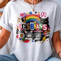 Lesbian Rainbow Cat Shirt, equal rights shirt, feminist shirt, lgbt shirt funny, Pride Month T-shirt M