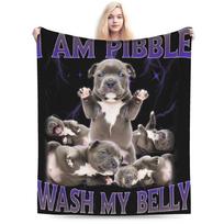 Pibble Meme Wash My Belly Funny Blanket Plush Vintage Soft Throw Blanket for Home Restaurant Spring/Autumn Size: 75*100cm, Weight: 230 GSM