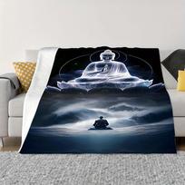 Yoga Buddha Meditation Cozy Art Blanket - Soft Warm Decorative Throw for Couch, Bed & Nap Time Size: 75*100cm, Weight: 230 GSM