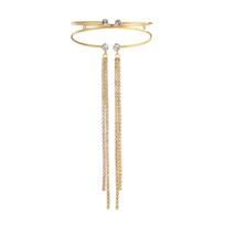 Rhinestone Upper Arm Cuff Tassel Fringe Armlet Statement Bangle Crystal Armband  Wedding auksinė