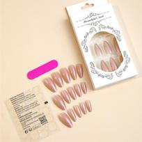 24pcs/set Wearable Nail Almonds Solid Colour Plated Nail Art Pieces Finished Removable Premium Wearable Nail Art None