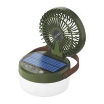 Solar Camping Fan Light Modes Speed Adjustable USB Rechargeable 2-In-1 Multi-purpose Outdoor armijos žalia spalva