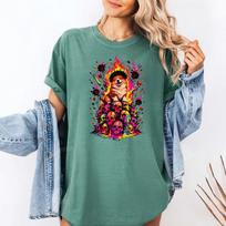 Fiery Corgi Skull Pile T Shirt Neon Glow Dog Lover Gift Psychedelic Pet Art Dark Edgy Aesthetic Apparel for Comfort Colors Gildan M