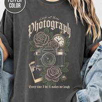 Retro Camera Shirt, 2000s Rock Shirts, Vintage, Rock, Comfort Colors®, Musician Gifts, Distressed Graphic Tee, Lyrics L