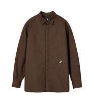 Edible Let Mini Eddy Logo Embroidered Shirt Relaxed Fit -Brown- L