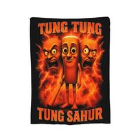 Tralalero Tralala Meme And Tung Tung Sahur Flannel Throw Blankets Italian Brainrot Blankets for Home Office Super Warm Bed Rug, Size: 75*100cm, Weight: 230 GSM