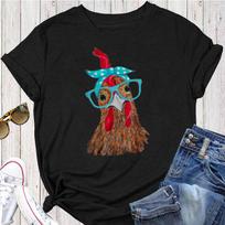 Chicken with bandana headband and glasses cute T-Shirt- Funny Chicken Shirt, Farmer Shirt, Farmer Shirt, Farm Tee XL