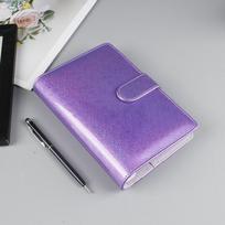 Holographic A6 PU Leather Glitter 6 Ring Binder Notebook Cover Money Organizer for Budget Wallet (Purple,A6&Cover) violetinė