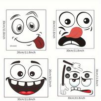 4 vnt. animuotų veidukų lipdukai iš PVC, lipdukai su emocijomis, blizgios dekoracijos namams, Kalėdų vakarėlio dekoracijos one size fits all