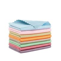 Glass Microfiber Anti-Grease No Traces Wiping Rags Fish Scale Towel Scouring Pad Cleaning Cloth 25x25cm-colorful (random)
