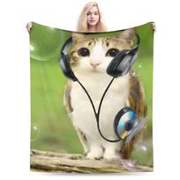 Meowl Meme Fleece Throw Blankets Cat Owl Brainrot 90s Blankets for Home Couch Soft Bed Rug Size: 75*100cm, Weight: 230 GSM