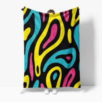 Vibrant Neon Color Block Abstract Fluid Kids Teens Sofa Bed Throw Blanket Decorative Cushion Cover Gift Size: 75*100cm, Weight: 230 GSM