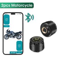Car TPMS Tire Pressure Monitoring System Bluetooth 5.0 Mobile Phone Display Motorcycle Car Tyre Pressure Sensor for lOS Android 2pcs Motorcycle