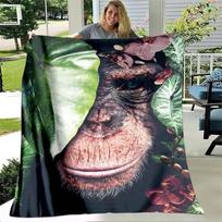 Full Round Monkey Art Painting Blanket Lightweight Comfortable Soft Breathable Warm Bed Sofa Throw Blanket for Bedding Home Gift Size: 75*100cm, Weight: 230 GSM