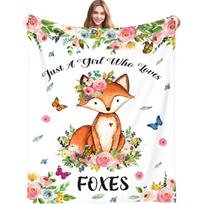 Fox Blanket Plush Warm Animal Style Living Room Decor Blankets Breathable Lightweight Flannel Blanket for Kids Girls Boys Adult Size: 75*100cm, Weight: 230 GSM
