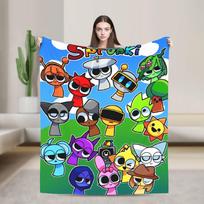 Sprunki Incredibox Blanket Game Fleece Funny Warm Throw Blanket for Bedspread Summer Size: 75*100cm, Weight: 230 GSM