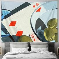 Abstract Playing Card Pattern Decorative Tapestry Modern Minimalist Wall Decor 100X70CM